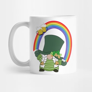 Cute st patrick with champagne, clovers & rainbow Mug